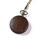 Reloj de bolsillo de madera de ébano con cadena de latón y clips WACH-D017-F02-AB-3