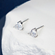 Rhodium Plated Sterling Silver Heart Stud Earrings FR3170-2