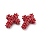 Perles tissées de corail synthétiques teints CORA-Q031-01-2
