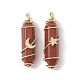 Natural Red Jasper Copper Wire Wrapped Pendants PALLOY-JF02535-04-1