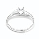 Adjustable Rhodium Plated 925 Sterling Silver Finger Ring Components STER-E061-29P-4