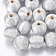 Wood Beads Covered with Polyester Cord Wire X-WOVE-S117-14mm-06-2