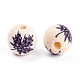 Perles en bois naturel peintes à la bombe sur le thème de l'automne WOOD-P015-A-2