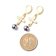Quadrifoglio in lega smaltata con perle di vetro lunghi orecchini pendenti a monachella EJEW-JE05053-01-4