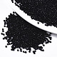 ガラスシードビーズ  機械刺繍に適合  不透明色の光沢  ラウンド  ブラック  2x1.5mm  穴：1mm  約30000個/袋 SEED-S042-03B-01-1