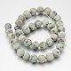 Fili di perle di diaspro / kiwi rotondi naturali smerigliati G-J338-12-10mm-2