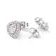 Cubic Zirconia & Rhinestone Heart Stud Earrings EJEW-A080-03P-2
