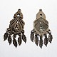 Antique Bronze Plated Flower Tibetan Style Alloy Large Pendants with Iron Leaf Findings TIBEP-K082-AB-2