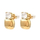 Glass Square Stud Earrings EJEW-G358-04G-03-1