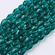 Teal Faceted Glass Teardrop Beads Strands X-GLAA-R024-6x4mm-16-1