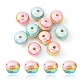 10 pièces de perles de résine à rayures de couleur macaron RESI-YW0001-27A-1