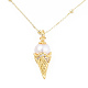Collier pendentif cornet de crème glacée en perles naturelles avec chaînes satellites en laiton pour femme NJEW-T015-01G-3