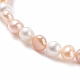 Bracciale elasticizzato con perline rotonde in pietre dure miste naturali e sintetiche con perla naturale BJEW-JB08038-01-3