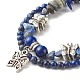 Natural Lapis Lazuli(Dyed) Chip Beads Multi-strand Bracelet BJEW-JB07052-02-4