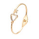 Bracelet de manchette ouvert en forme de cœur avec strass en cristal BJEW-S118-136G-3