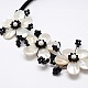 Flower Mother of Pearl Bib Statement Necklaces NJEW-N0014-22A-B-2