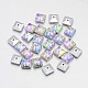 Back Plated Faceted Square Taiwan Acrylic Rhinestone Beads ACRT-M04-8-05-1