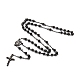 Collar de cuentas de rosario para hombres con cruz de crucifijo NJEW-I011-6mm-04-2