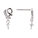 925 Sterling Silver Micro Pave Cubic Zirconia Stud Earring Findings STER-P035-18P-2