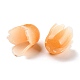 4-花びら不透明なアクリルビーズキャップ  オレンジ色の花  オープンカフローズ  ライトサーモン  12~13x11~13x12~13mm  穴：1.2mm SACR-D007-08A-3