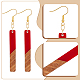 8 paio di orecchini pendenti in resina bicolore e legno di noce con perni di ferro EJEW-AB00030-3