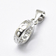 Rhodium Plated 925 Sterling Silver Micro Pave Cubic Zirconia Pendant Bails STER-P034-37P-5