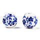 手作りの陶器ビーズ  青と​​白の磁器  花の丸  ブルー  8mm  穴：1.8mm PORC-E021-02B-2