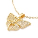 Clear Cubic Zirconia Butterfly Pendant Necklace NJEW-O125-12G-1