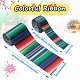 2Rolls 2 Styles Stripe Pattern Printed Polyester Grosgrain Ribbon OCOR-TA0001-37L-3