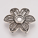 Tibetan Style Alloy Cabochon Connector Settings, Flower, Cadmium Free & Lead Free, Antique Silver, Tray: 10mm, 32x36x6mm, Hole: 1mm