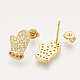 Ciondoli in ottone con zirconi cubici e orecchini a bottone e anelli regolabili set di gioielli SJEW-S043-09-5