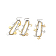 Dos tonos 304 acero inoxidable bordillo y cadenas planas de serpiente pulsera de múltiples hilos de doble capa con amuletos para mujer BJEW-C025-03-1