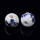 Perles de porcelaine en céramique bleues et blanches X-PORC-Q201-10mm-4-2