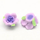 Handmade Polymer Clay 3D Flower with Leaf Beads CLAY-Q202-12mm-04-1
