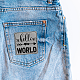 模造革衣料品ラベルタグ  こんにちは世界という単語の正方形  銀  63.5x63.5x1.2mm  25個/セット AJEW-WH0509-002-6
