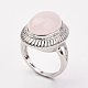 Gli anelli di barretta di quarzo rosa naturale RJEW-P122-04-2