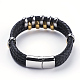 Bracelets multi-rangs avec cordon en cuir tressé BJEW-F291-05GP-2