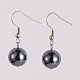 Round 304 Stainless Steel Non-Magnetic Synthetic Hematite Dangle Earrings EJEW-JE01973-01-1