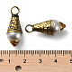 手作りのチベットスタイルの天然真珠のペンダント  真鍮のパーツと合成ターコイズ  ティアドロップチャーム  アンティーク黄金  26.5x10mm  穴：4mm KK-G473-05AG-3