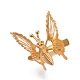 アイアン製ダッカール  ヴィンテージ装飾ヘアアクセサリー  動く蝶  ゴールドカラー  38x19x1mm  1.6mmのラインストーンに適する PHAR-C009-03G-2