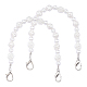 Plastica finta perla rotonda e manici per borse con perline rosa FIND-WH0034-85P-1