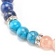 Natural Lapis Lazuli(Dyed) & Gemstone Round Beaded Bracelet for Women BJEW-JB08336-02-4