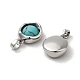 Synthetic Turquoise Brass Flat Round Charms KK-M270-39P-02-2