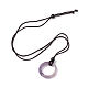 Natural Mixed Gemstone Ring Pendant Necklace with Nylon Cord for Women NJEW-F306-02-3