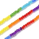 虹色 7色 透明 すりガラス ビーズ 連売り  セグメント化されたマルチカラービーズ  ファセットロンデル  カラフル  3x2.5mm  穴：0.6mm  約189個/連  16.77''（42.6センチメートル） FGLA-YW0001-01-2