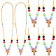Cruz de madera con collares colgantes con cuentas acrílicas para mujer NJEW-AB00014-1