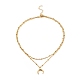 304 doppellagige Halskette mit Mondanhänger aus Edelstahl mit Satellitenketten für Damen NJEW-JN03872-1