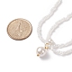Collar de doble capa con colgante de perlas de concha redonda y semilla de vidrio para mujer NJEW-JN03944-5