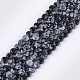 Chapelets de perles de flocon de neige en obsidienne naturelle G-S354-38-1