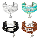 Fibloom 4 pièces 4 couleurs ensemble de bracelets multi-brins en simili cuir BJEW-FI0001-18-1
